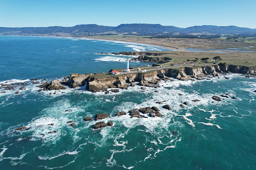 The Shoreline of The Big Sur Coast With Crashing Surf of the Pacific Ocean,  California