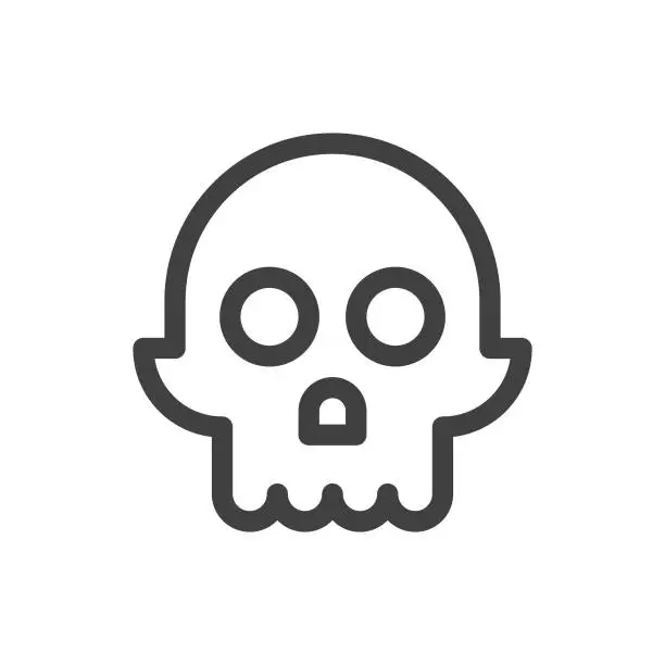 Vector illustration of Skull, Body Part, Bone Line Vector Icon on White Background. Editable Stroke. Pixel Perfect. For Mobile and Web. Outline Vector Graphics.