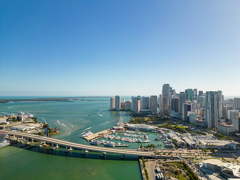 Aerial drone image Downtown Miami FL 2023