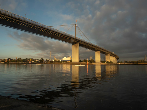 View of Westgate Bridge over the Yarra River in Melbourne