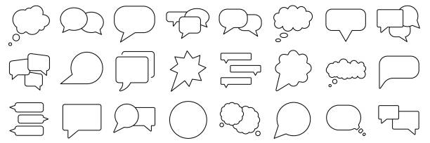 Set of 24 talk, speech, chat bubbles. vector art illustration