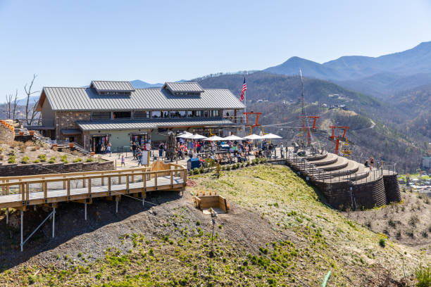 테네시주 개틀린버그에 있는 개틀린버그 스카이 브리지. - gatlinburg tennessee city town 뉴스 사진 이미지