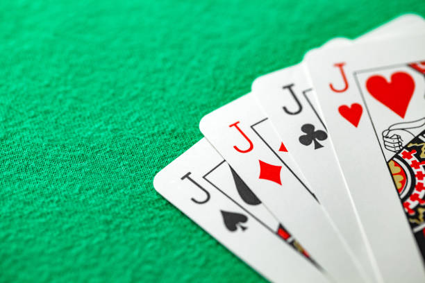 istock Playing cards, poker combination square on jacks of different suits, same value 1468331879