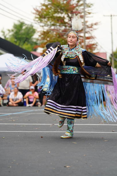 Wisconsin Dells, Wisconsin USA - September 17th, 2022: Native Americans of H -Chunk Nation performed native dances and rituals in front of spectators.