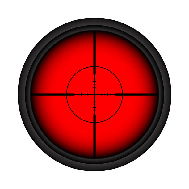 istock Various weapon thermal infrared sight, sniper rifle optical scope. Hunting gun viewfinder with crosshair. Aim, shooting mark symbol. Military target sign. Game UI element. Vector illustration 1468345659