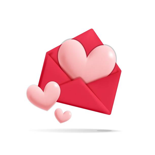  Ilustración de 3d Vector Dibujos Animados Render Amor Romántico Día De San Valentín Regalo Rojo Sobre Carta De Correo Con Corazón Rosa Formas Icono Diseño De Maqueta y más Vectores Libres de