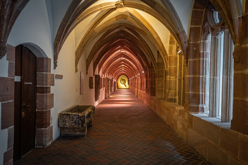 Nuremberg, Germany - Dec 09, 2019: Corridor of former Cloister at Germanisches National Museum (Germanic National Museum) Interior - Nuremberg, Bavaria, Germany