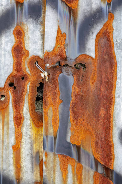 Old rusting corrugated metal wall Close up of an Old rusting corrugated metal wall corrugated metal fence ideas stock pictures, royalty-free photos & images