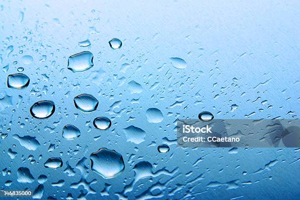 Drops On Blue Stock Photo - Download Image Now - Abstract, Backgrounds, Blue