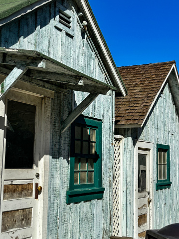 These rustic wooden houses are part of a historical marker of the Filipino community where the laborers were housed when they immigrated to Monterey, California. It is located in historic Cannery Row.