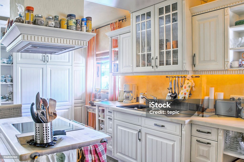White Kitchen in Country Style More home images click on a thumbnail to go on my lightbox: Cabinet Stock Photo