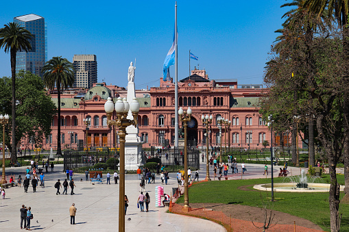 Casa Rosada seat of the government of the Argentine republic seen from the Plaza de Mayo