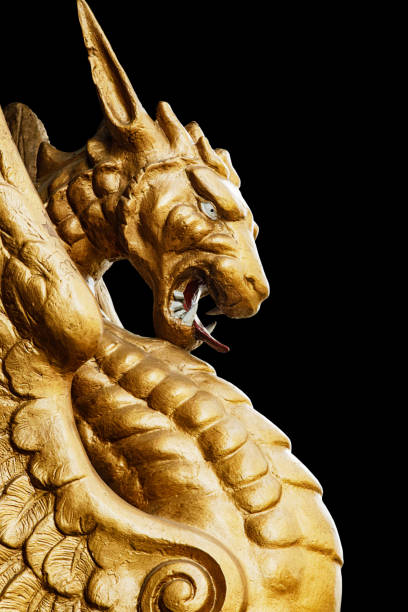 istock Close up of a Mythical Dragon standing guard outside 1468354632