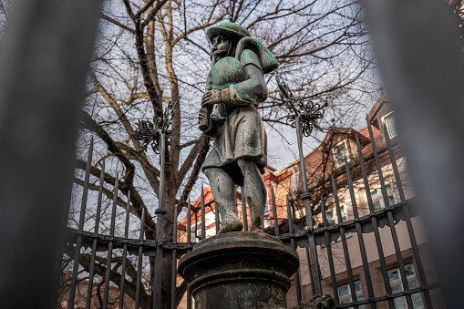 Bagpiper Fountain (Dudelsackpfeiferbrunnen) at Unschlittplatz Square - Nuremberg, Bavaria, Germany