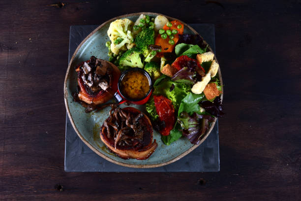 istock sliced meat with bacon salad toast and mustard sauce 1468355964