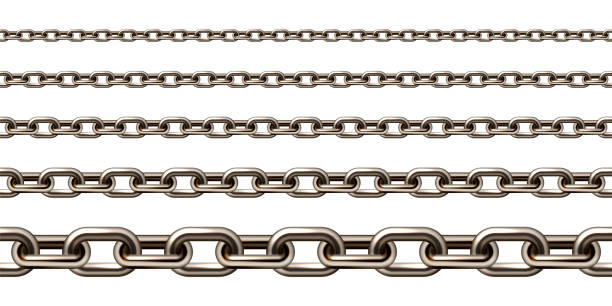 istock Realistic brown metal chain with old rusty links isolated on white background. Heavy steel chain for industrial use. Vector illustration 1468357676
