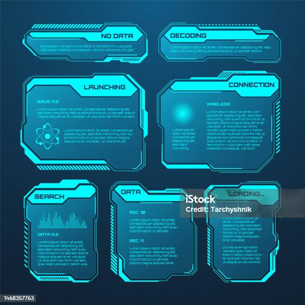 Blue Futuristic Hud Or Ui Elements Scifi User Interface Text Boxes ...