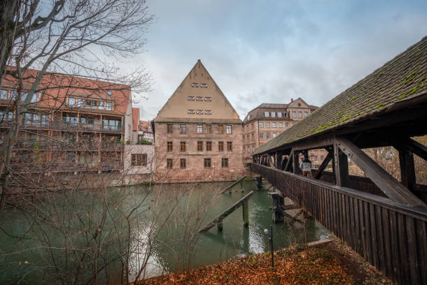 Unschlitthaus building and Henkersteg covered bridge - Nuremberg, Bavaria, Germany