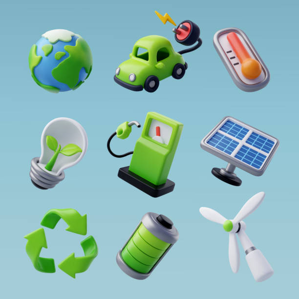 3d vector green energy icon set, green energy, clean energy, environmental alternative energy concept. - global finance illustrations stock-grafiken, -clipart, -cartoons und -symbole