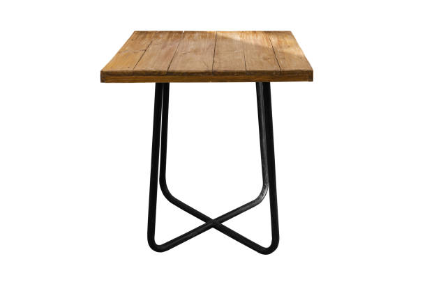 istock Wooden table steel legs simplistic isolated on white background 1468371150
