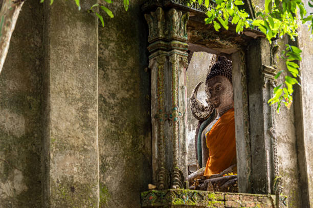 istock Wat Somdet Old (Thai Temple) It was abandoned is located at the jungle on a small hill in Sanghklaburi, Kanchanaburi, Thailand. 1468371220