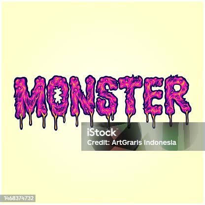 istock Spooky monster word melted lettering text illustrations 1468374732