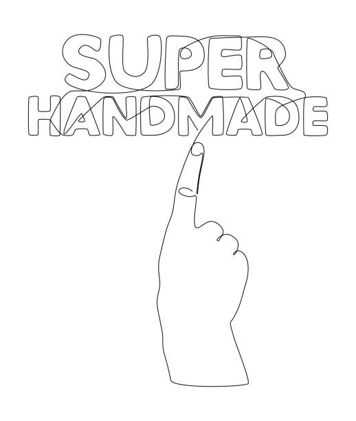 istock One continuous line of hand with Super Handmade word. Thin Line Illustration vector concept. Contour Drawing Creative ideas. 1468375801