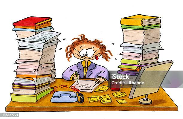 Business Woman Working Overtime Stock Illustration - Download Image Now - Adult, Authority, Business