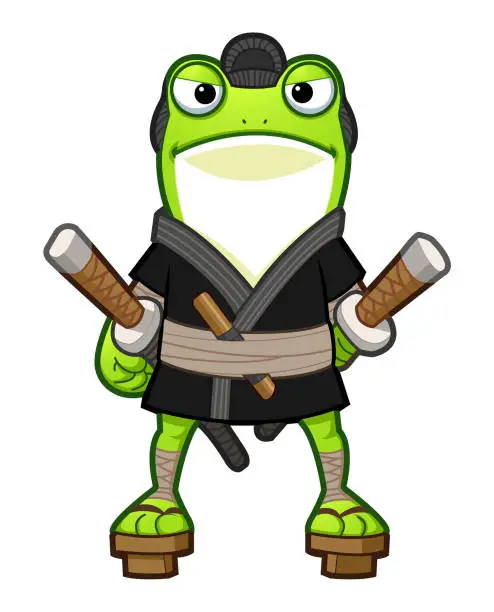 Vector illustration of Samurai Frog