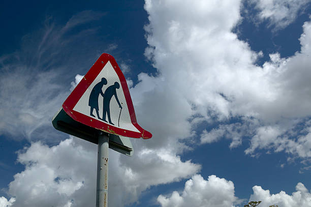 old folks sign stock photo