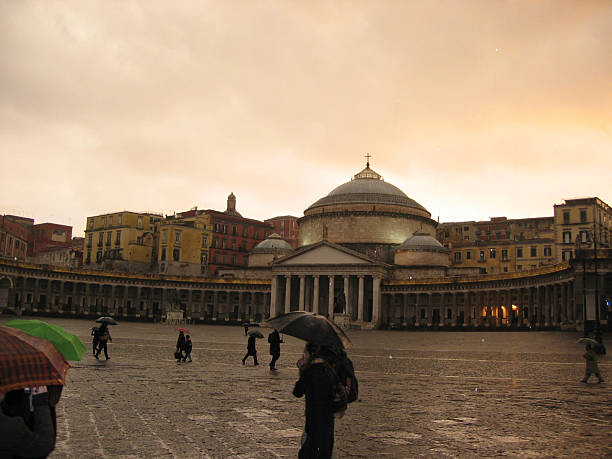 Rainy Piazza A rainy evening on the Piazza de Plebiscito in Naples, Italy. manda stock pictures, royalty-free photos & images