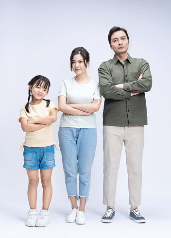 Image of Asian family on background