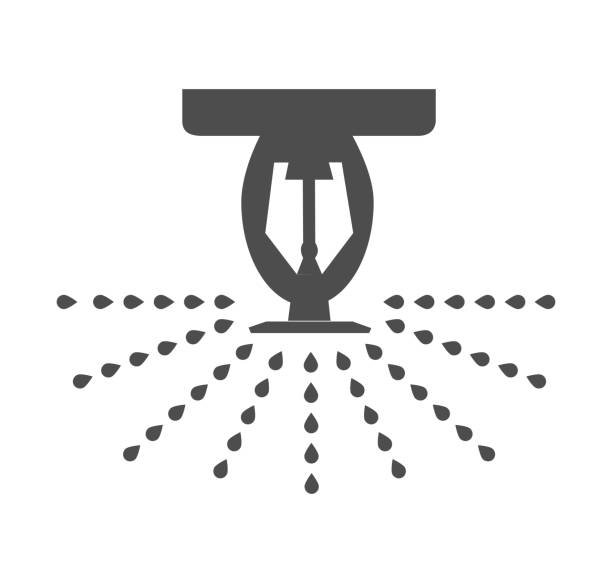 tryskacz przeciwpożarowy na czarno-białym tle, wektor - fire retardant stock illustrations