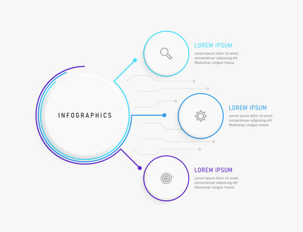 illustrations, cliparts, dessins animés et icônes de modèle de conception d’étiquettes vector infographic avec icônes et 3 options ou étapes. peut être utilisé pour le diagramme de processus, les présentations, la mise en page du flux de travail, la bannière, l’organigramme, l’infographie. - diagram