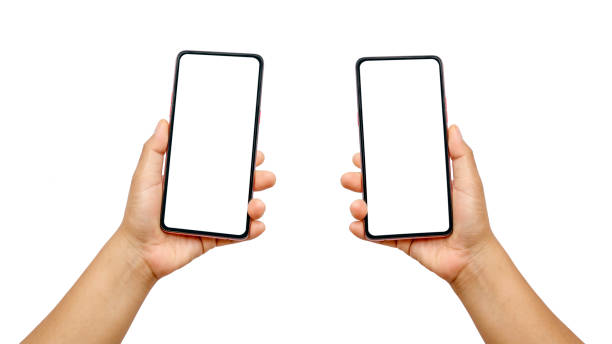 istock hand holding a white screen phone on both sides isolated on white background 1468423801