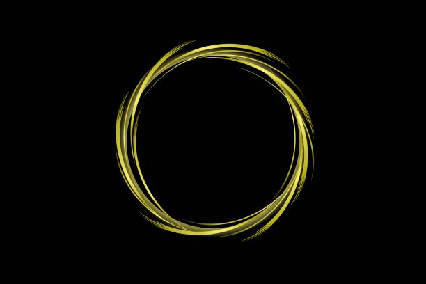 istock circle ring swirl gold color on black background. abstract background gold yellow circle with coty space 1468428574