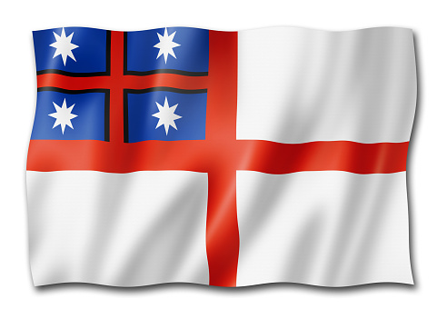 Maori United Tribes Territory flag, New Zealand waving banner collection. 3D illustration