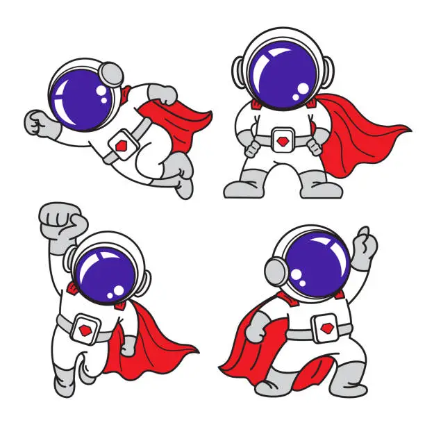 Vector illustration of AstronautÂ cartoon set, animation , flat design, Vector