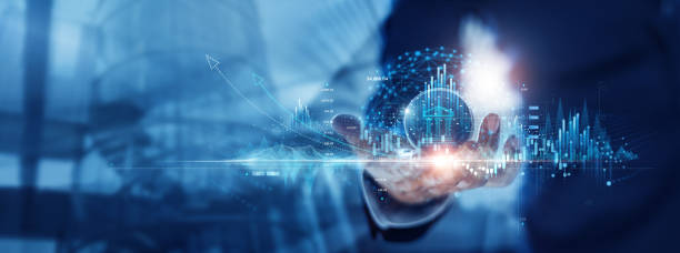 istock Finance business investment strategy and banking solution network. Financial innovation technology driving economic growth allow customer access financial service and manage money in digital world. 1468433132