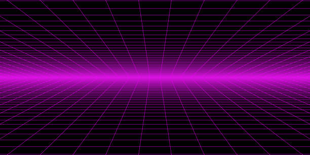istock Perspective of the endless passage in retro 80s style 1468433540
