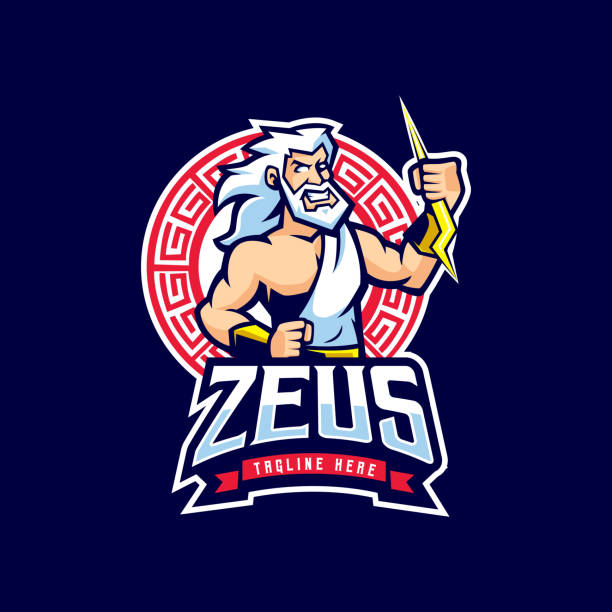 Zeus God Zeus God Mascot Design Vector greek god poseidon backgrounds stock illustrations