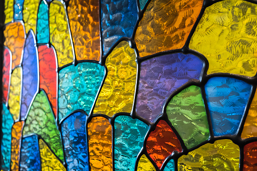 Stained glass windows in the dining room