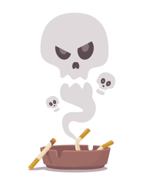 Cigarette smoke in shape of human skull vector illustration vector art illustration