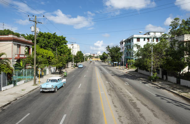 Havana, Cuba, November 17, 2017: View of a street in the Cuban capital on a sunny day.