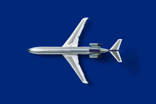 Polished airplane model on blue background