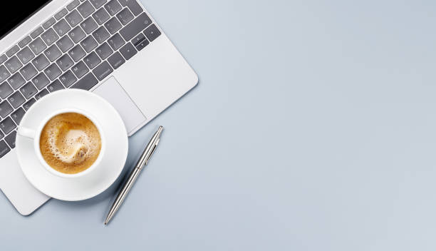 istock Top view business office desk 1468453739