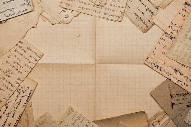 istock Old handwritten postal letters and a blank old sheet of paper 1468454704