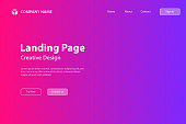 istock Landing page Template - Geometric background with mosaic and Purple gradient 1468454929