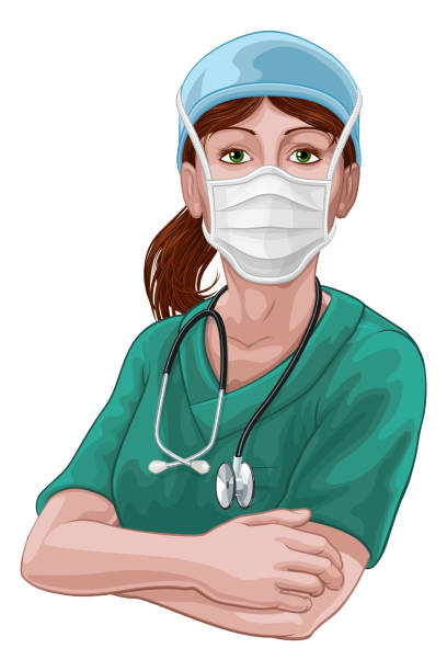 illustrations, cliparts, dessins animés et icônes de docteur ou femme d’infirmière dans les gommages médicaux unifrom - male nurse nurse scrubs white background