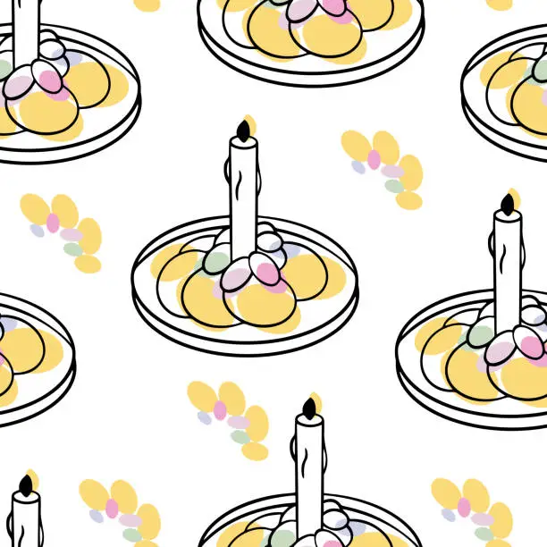 Vector illustration of Seamless pattern Easter bread and colored eggs